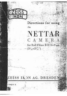 Zeiss Ikon Shutters manual. Camera Instructions.
